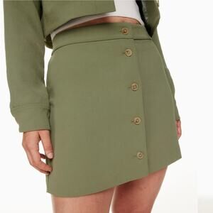 Aritzia Wilfred Tai Mini Skirt Sage Green Button Front 6 High Waisted Pastel